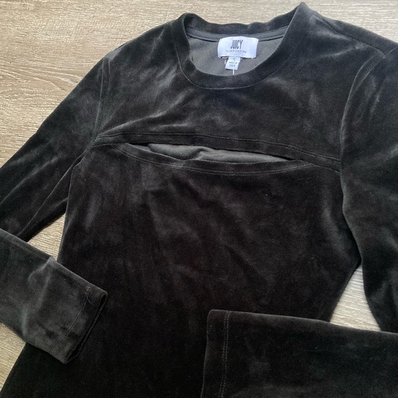 Juicy Couture Black Velvet Cut Out Dress Size Small - Picture 2 of 4